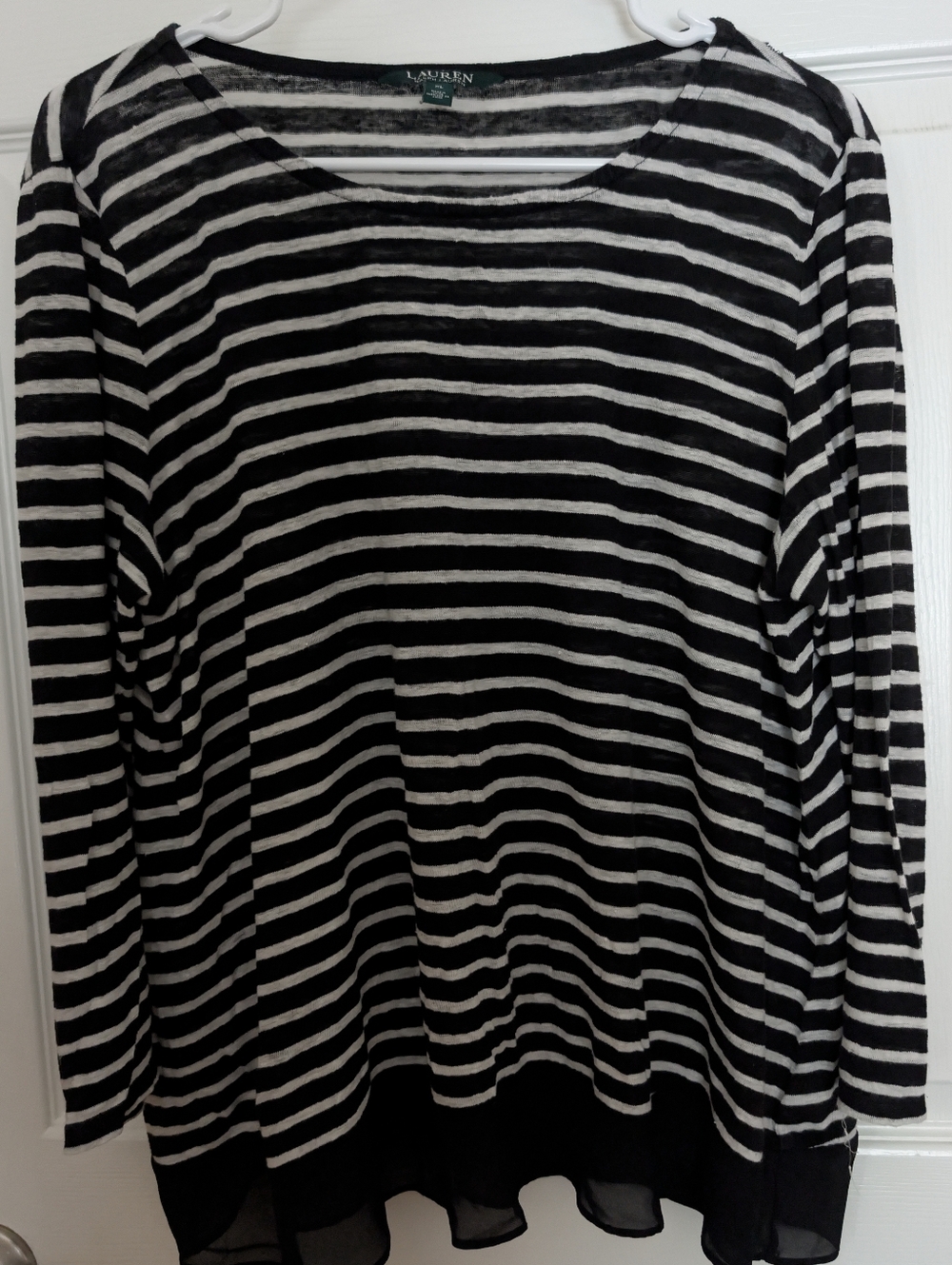 Ralph Lauren Black and White Striped Long-Sleeve Top